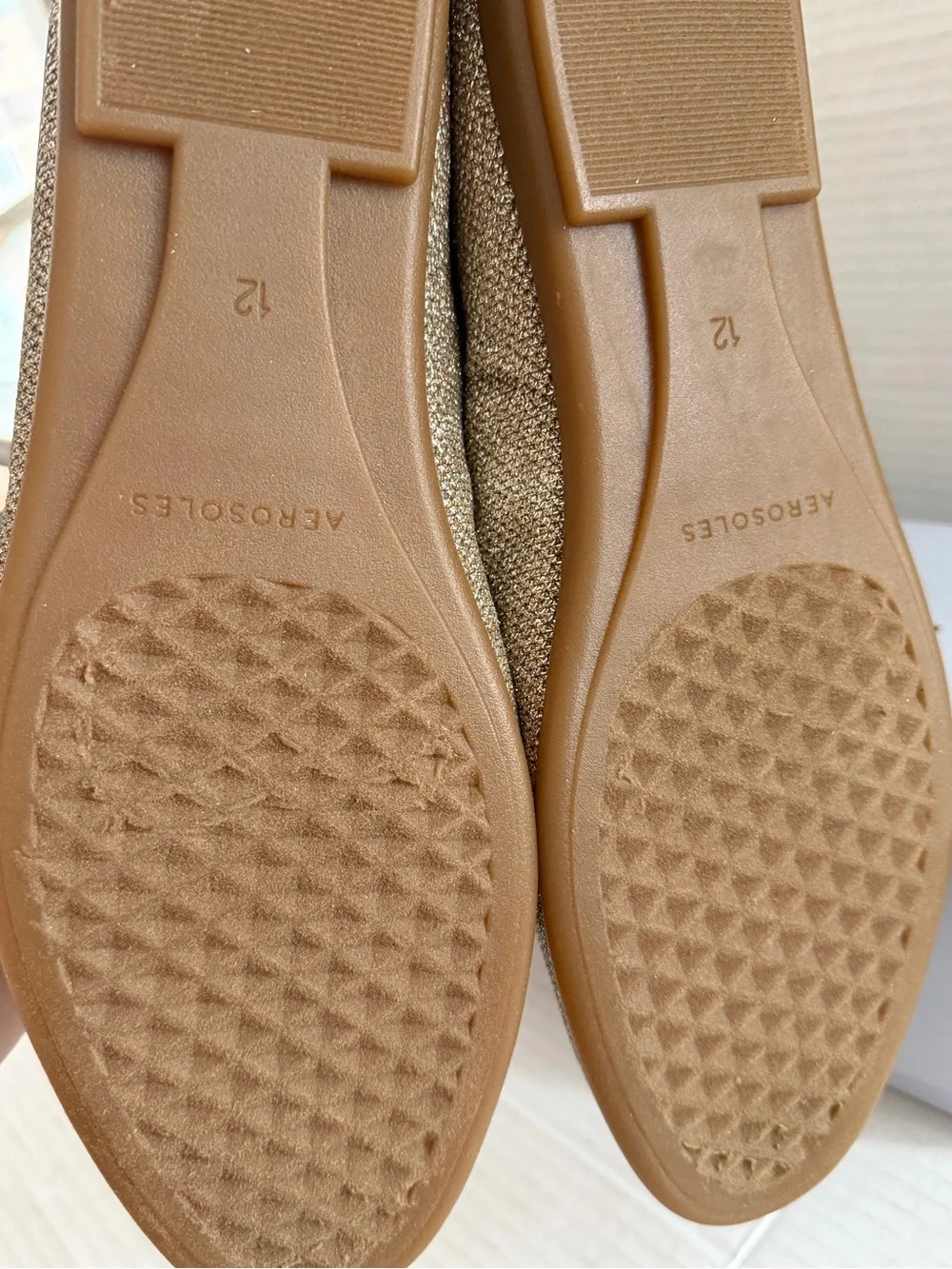 Aerosoles Women’s Loafers Betunia Ballet Flats Shoes Soft Gold Fabric 12 New